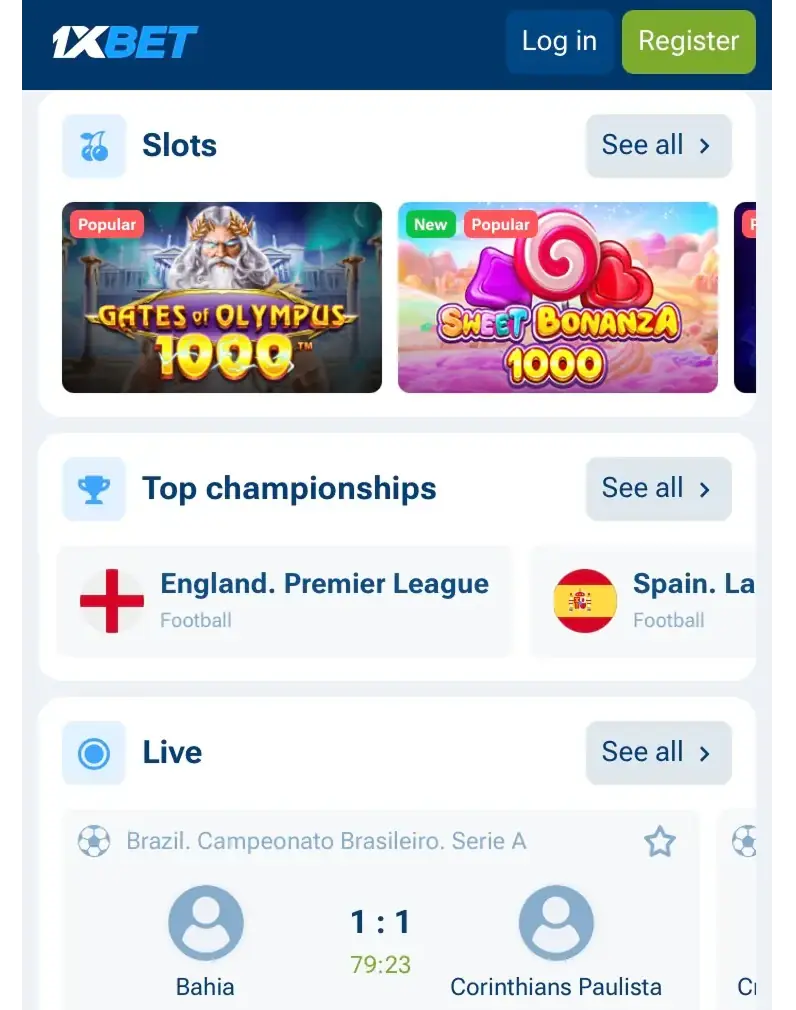 1xBet app access on iPhone and iPad